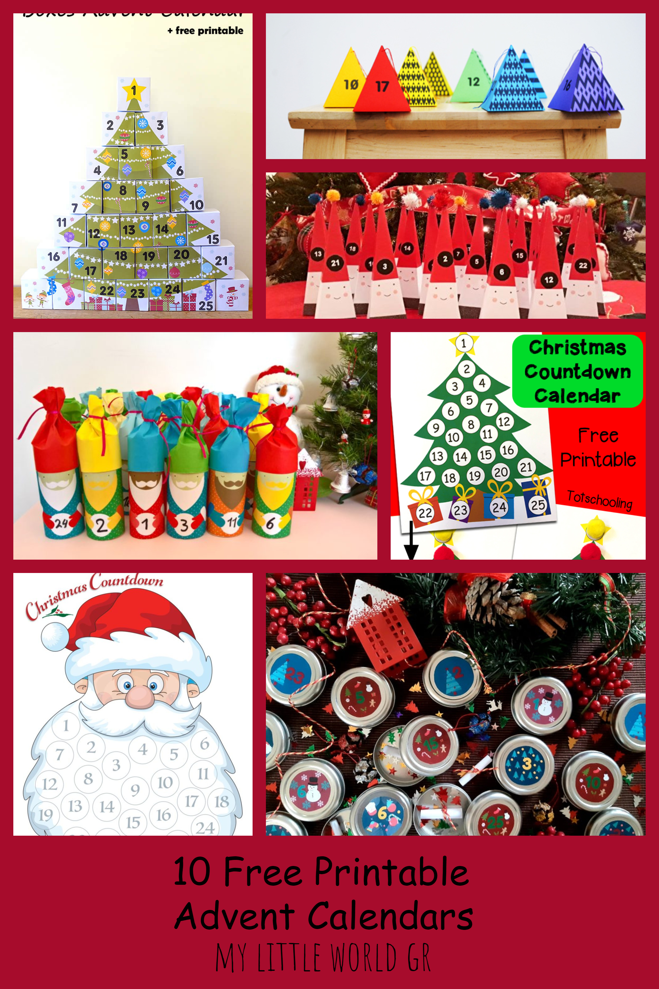 Advent calendar 10 free printables