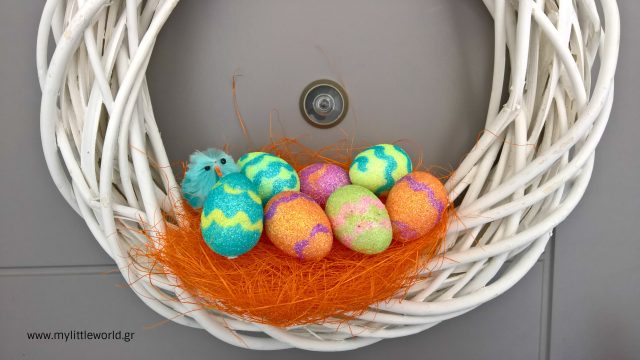 πασχαλινό στεφάνι με φωλιά κι αυγά